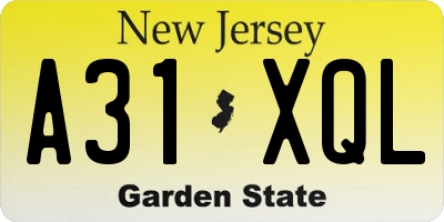 NJ license plate A31XQL