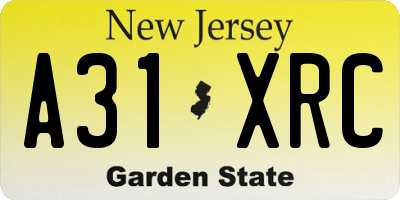 NJ license plate A31XRC