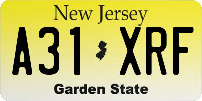 NJ license plate A31XRF