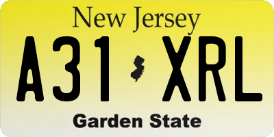 NJ license plate A31XRL