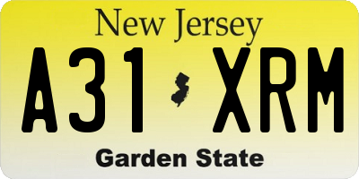 NJ license plate A31XRM