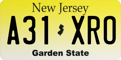 NJ license plate A31XRO