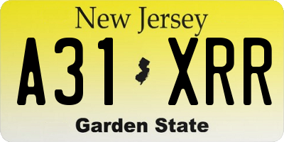 NJ license plate A31XRR