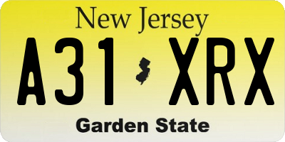 NJ license plate A31XRX