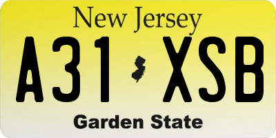 NJ license plate A31XSB
