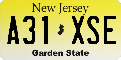 NJ license plate A31XSE