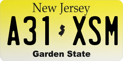 NJ license plate A31XSM