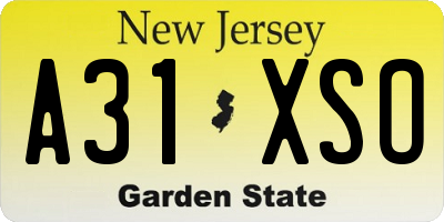 NJ license plate A31XSO
