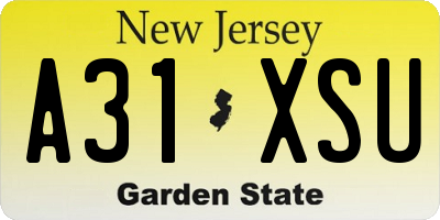 NJ license plate A31XSU