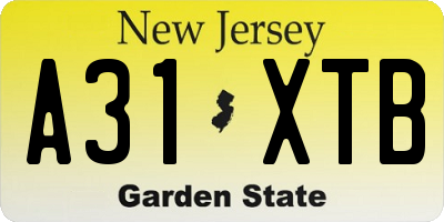 NJ license plate A31XTB