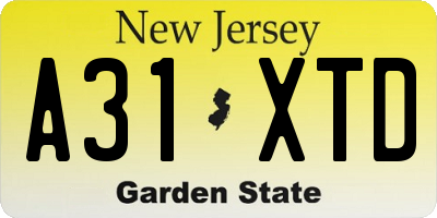 NJ license plate A31XTD
