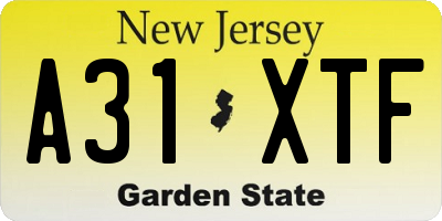 NJ license plate A31XTF