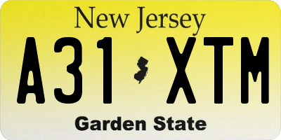 NJ license plate A31XTM