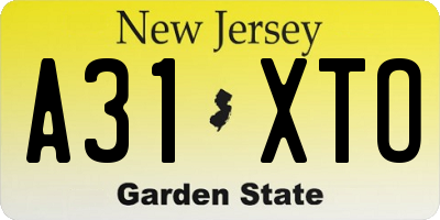 NJ license plate A31XTO