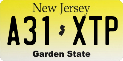 NJ license plate A31XTP