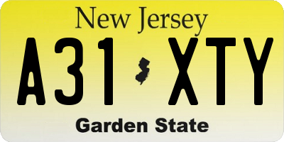 NJ license plate A31XTY