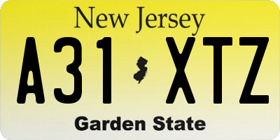 NJ license plate A31XTZ