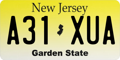 NJ license plate A31XUA