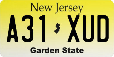 NJ license plate A31XUD