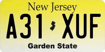 NJ license plate A31XUF
