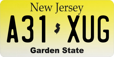 NJ license plate A31XUG