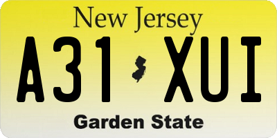 NJ license plate A31XUI