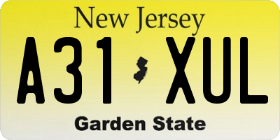 NJ license plate A31XUL
