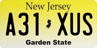 NJ license plate A31XUS