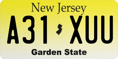 NJ license plate A31XUU
