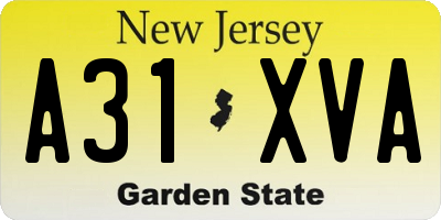 NJ license plate A31XVA
