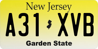 NJ license plate A31XVB