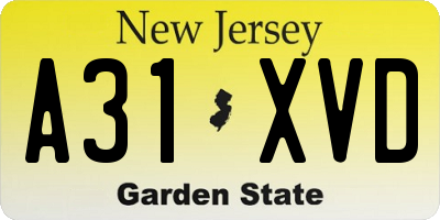 NJ license plate A31XVD
