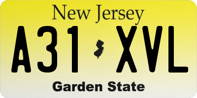 NJ license plate A31XVL