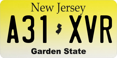 NJ license plate A31XVR
