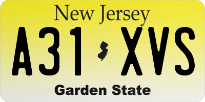 NJ license plate A31XVS
