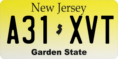 NJ license plate A31XVT