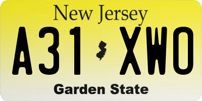 NJ license plate A31XWO