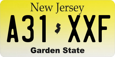 NJ license plate A31XXF