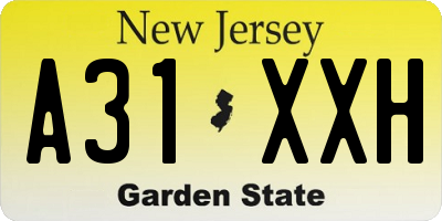 NJ license plate A31XXH