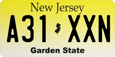 NJ license plate A31XXN