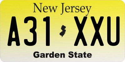 NJ license plate A31XXU