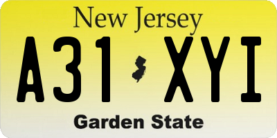 NJ license plate A31XYI