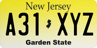 NJ license plate A31XYZ