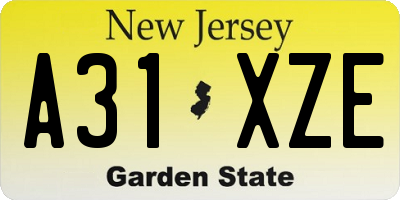 NJ license plate A31XZE
