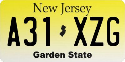 NJ license plate A31XZG