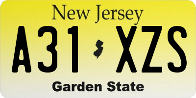NJ license plate A31XZS