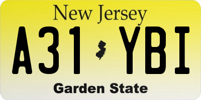 NJ license plate A31YBI