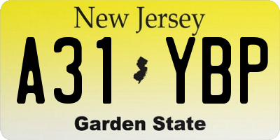 NJ license plate A31YBP