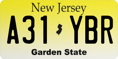 NJ license plate A31YBR