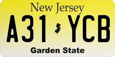 NJ license plate A31YCB